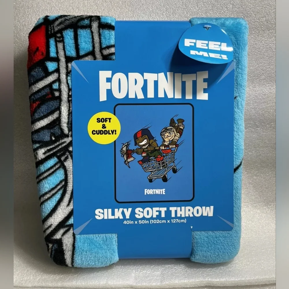 NEW Fortnite Go Go Silk Touch Throw, 40 x 50, Microfiber, Blue, Epic Games